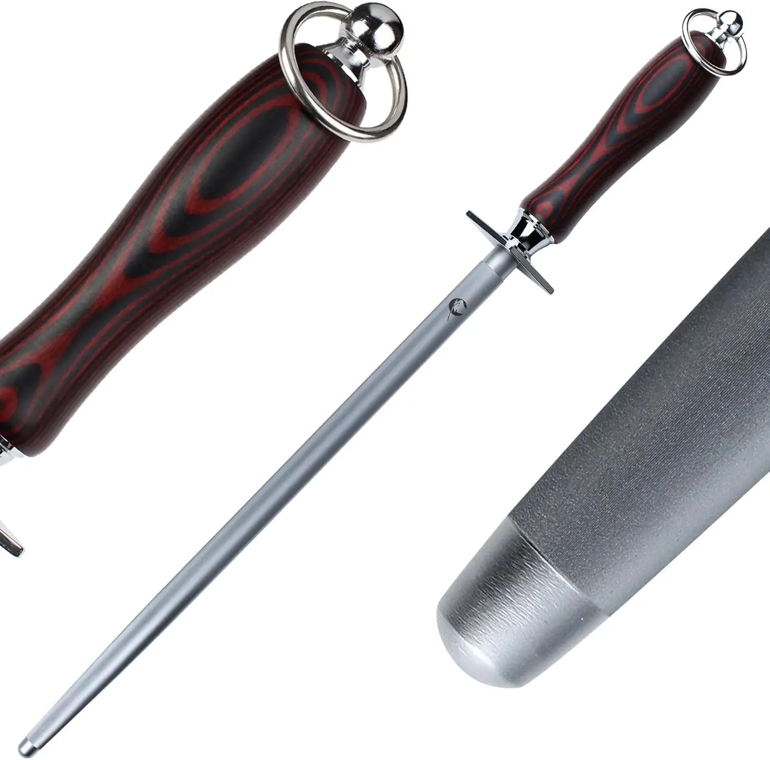 Efficient Honing Steel 12 Inches Round  Sharpener Steel Sharpening Rod for Kitchen  Carbon Steel Honing Rod