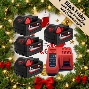 【Black Friday with Price Protection】M18 4Pack 9Ah 18V and 1Pack 3A quick charger Replacement Battery for milwaukee Replacing batteries with electric tools M-18 Battery Pack Compatible 48-11-1890,48-11-1850, 48-11-1828,