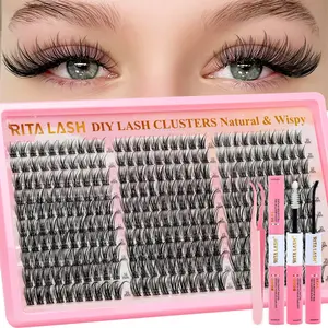 RITALASH 300PCS Lash Clusters Kit Wispy Eyelash Clusters Lashes Natural DIY Lash Extension Kit 10-16mm Cluster Eyelash Extensions Kit 300pcs D Curl Individual Lashes Cluster Eyelash