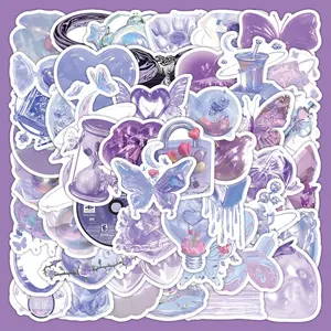 60pcs Purple Cartoon Series Sticker, Waterproof Sticker Pack for Wall Water Bottle Skateboard Helmet Car Bike Luggage Laptop, Waterproof Decals