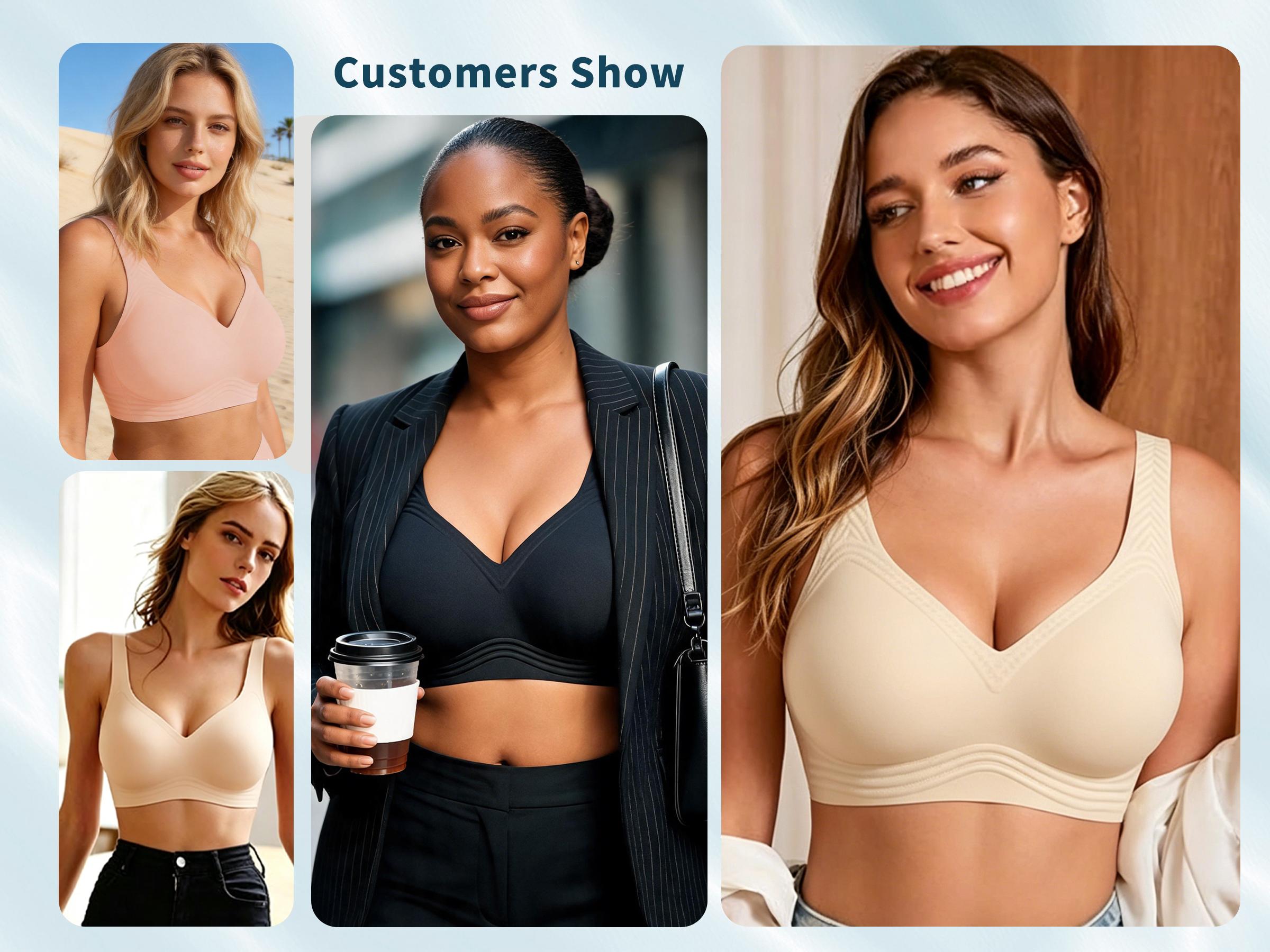 SOFT INTENTION Summer Airly Lightlined Fix-Cup Jelly Bra – Breathable Seamless Wireless Full Coverage, Plus Size Friendly Jelly Bra