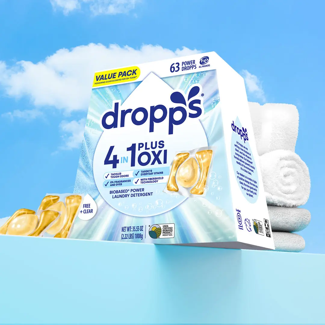 Dropps 4-in-1 Plus Oxi Laundry Detergent Pods, Unscented
