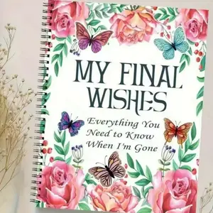Life End-of-Life Planning Diary Notebook Planner (74 pages) - Spiral-bound planner, asset tracker and estate book, floral cover design