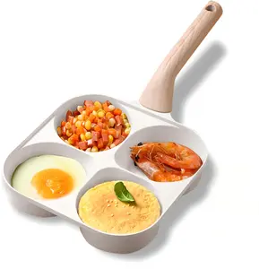 Non-Stick 4-Hole Egg & Toast Pan, Easy Clean, Gas & Induction, Perfect Breakfast Skillet, Kitchen Gadget for Home Cooking