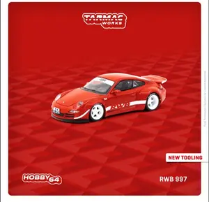 Tarmac Works HOBBY64 Collection 1:64 Scale Porsche RWB997 Philadelphia Die-Cast Metal & Plastic Model Car with Display Base & Acrylic Cover