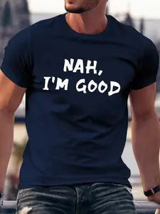 Men's College Style Digital Print Short Sleeve T-Shirt, Casual Daily Wear, Graphic Letter Tee, Perfect for Outdoor Activities
