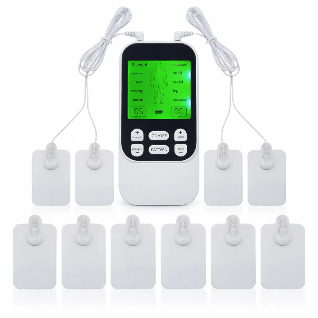 Muscle Massage Unit, Compact Rechargeable Body Massager with 10 Pads, 10 Modes Dual Channel, 30 Intensity Levels