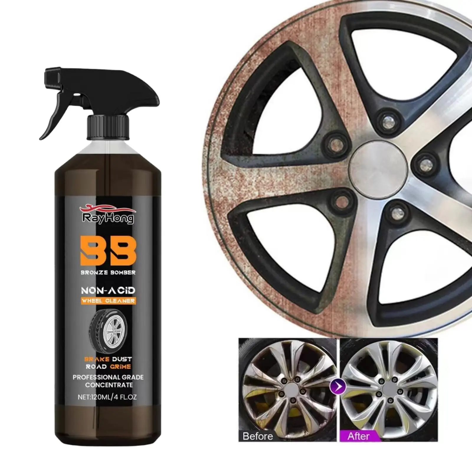 Rayhong Car Wheel Cleaner, Car Tire Retread Rust Removal Polishing Stain Remover