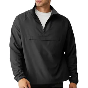 Opomelo Men's Lightweight Quarter Zip Pullover Windbreaker Hiking Baseball Jacket Golf Pullover Wind Breaker with Pocket