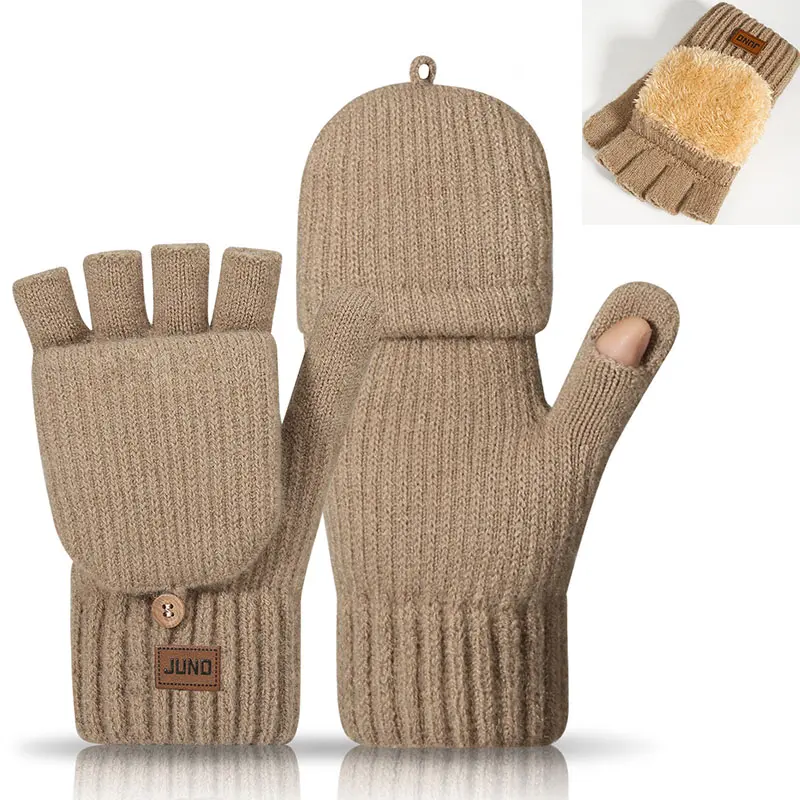 Womens Winter Sport Gloves,Warm Knitted Convertible Thickened Fingerless Gloves Mittens Cover Cap,Fingerless Gloves Thermal Winter Gloves Warm Knitted Half Finger Gloves Mittens for Typing Driving Working(M size/Suitable for smaller size hands）