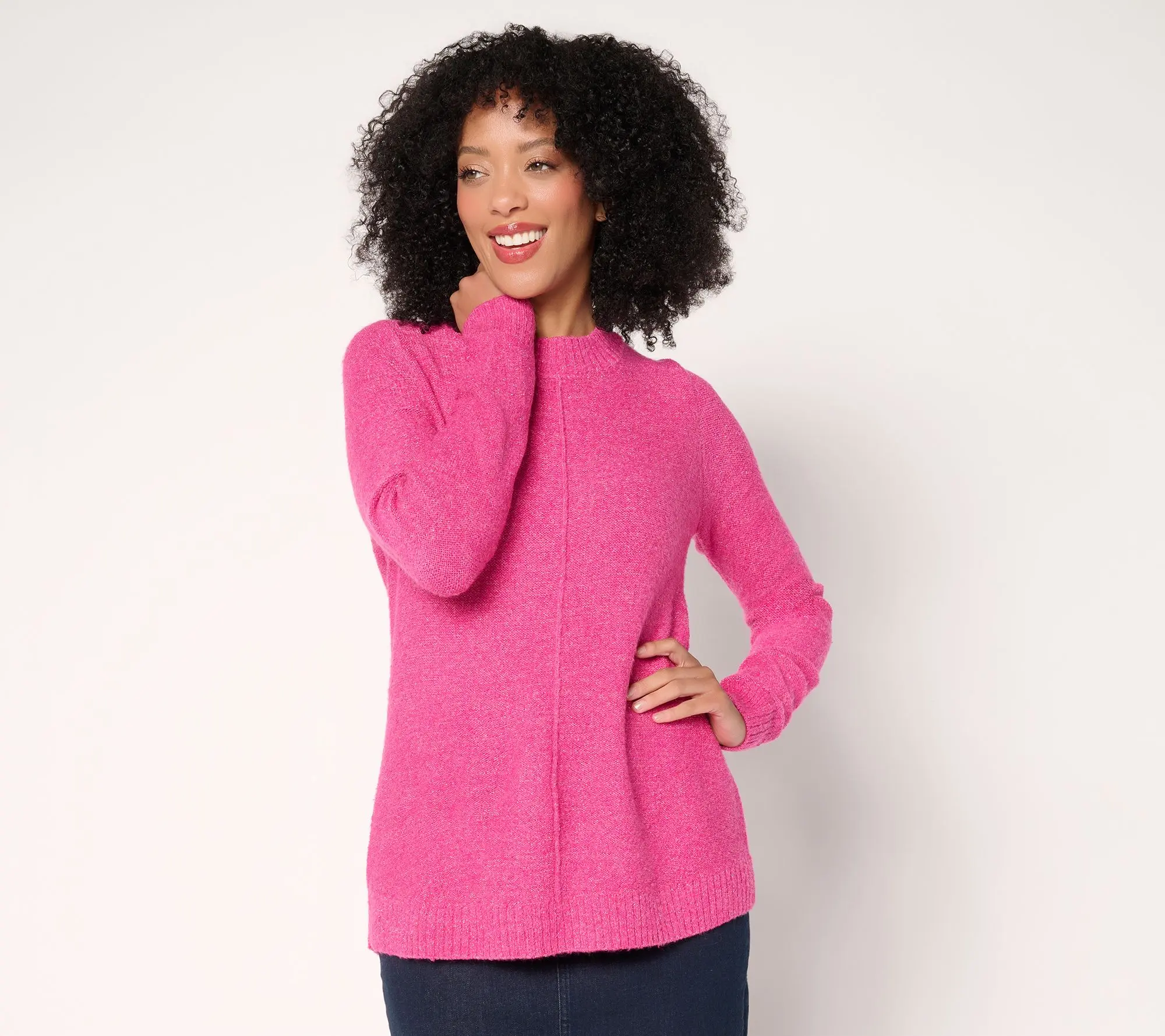 Denim & Co. Crew Neck Long Sleeve Sparkle Sweater Denim & Co. Crew Neck Long Sleeve Sparkle Sweater
