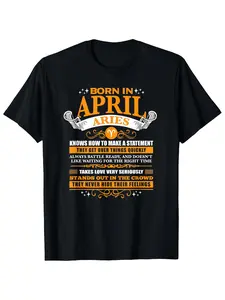 Men'S And Women'S T-Shirt Featuring The Aries Zodiac for Those Born in April - Made from a 220Gsm, This Heavyweight Crew Neck Shirt Makes a Humorous Astrology Gift Highlighting Aries Characteristics (March 21-April 20)