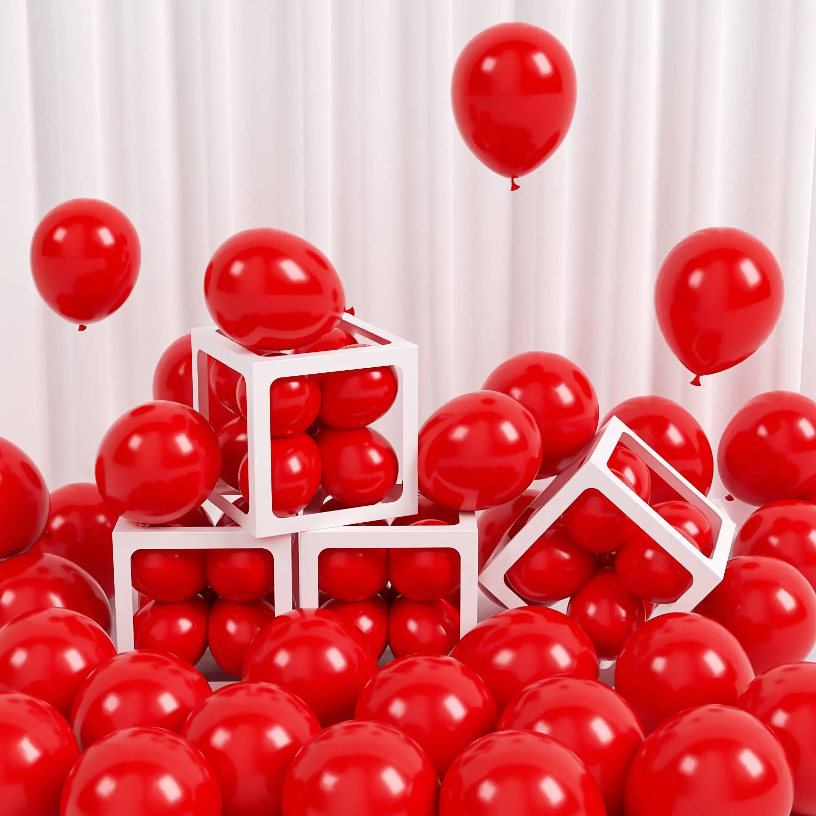 120pcs 5 Inch Red Balloons  Small Latex Party Helium Quality For Birthday Graduation Shower Valentines Christmas Wedding Decorations (with Ribbon)