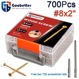 700pcs #8*2" T5 Star Drive Wood Screws - Epoxy Coated Bronze, Rust-Resistant, Full Thread Flat Head - Assorted Colors for Outdoor Wood Fastening Inch Torx