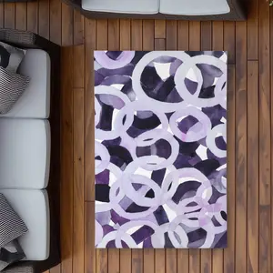 Begin Home Decor C1ROAR35YD0BN9 3 x 5 ft. Abstract Purple Circles - Outdoor Rectangle Area Rug for Home Decor