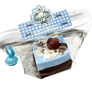 Blue Dessert Squishy with Keychain|   Kawaii Slow Rise Stress Relief Toy for Anxiety