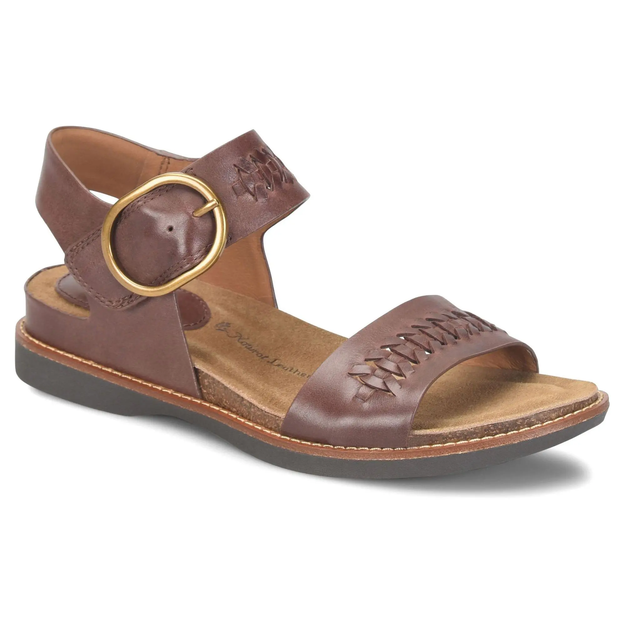 Sofft Oval Buckled Woven Leather Sandal - BaliII