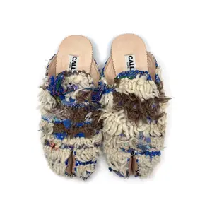 Tabi Babouche “Young” Split Toe Flats In Colors Cream, Blue, Brown (Size 39)