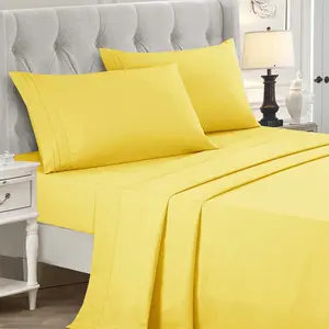 Embroidery  95g microfiber bed sheets Set - 3pcs/4pcs for RV for Airbnb,Skin-friendly Cooling Sheets , All Seasons, Breathable, Comfortable, Soft, Solid Color, Wrinkle and Fade Resistant, with 14" Deep Pockets. for Student Dorm, Bedroom, Hotel, Gift.