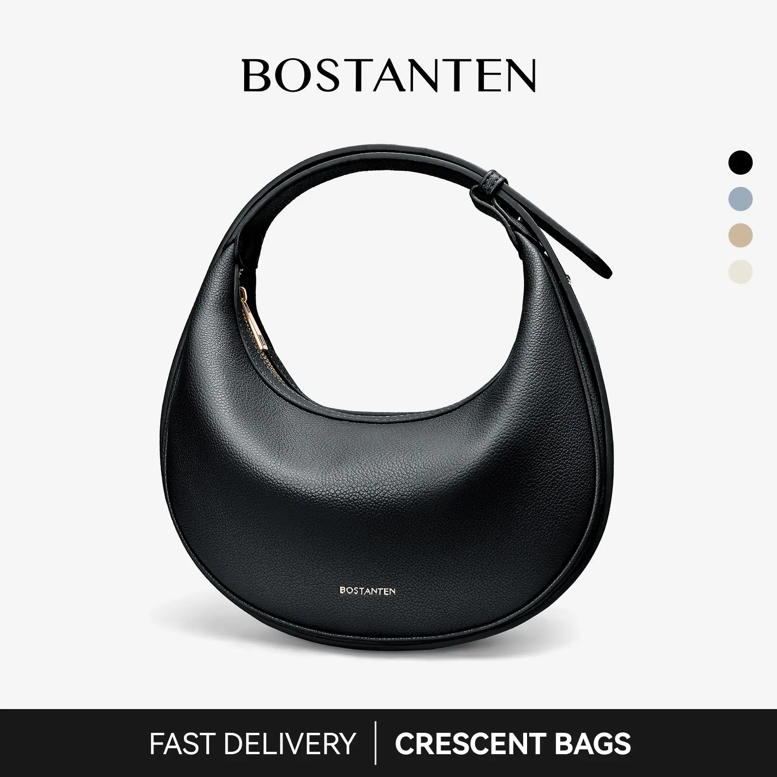 BOSTANTEN 3-in-1 Crescent Shoulder Bag for Women Trendy Crossbody Purse Vegan Leather Clutch Handbag Adjustable Strap