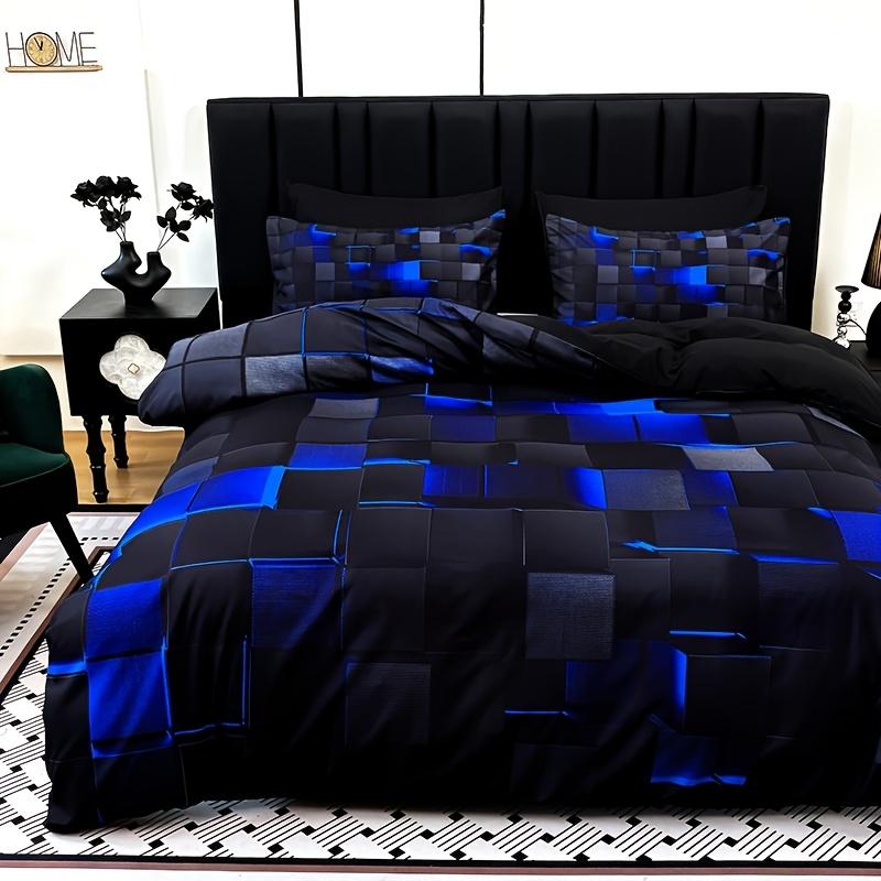 3 cool tech digital printed material quilt cover sets, four-season products, in red and blue, with four sizes (twin bed, double bed, queen size bed, king size bed) (1 bedspread + 1/2 pillowcases, no filling)