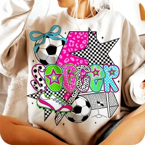 [Sale off up to 50%] Preppy Soccer Sweatshirt, Coquette, Soccer Mama, Game Day, Checkered, Soccer Brushstroke, streetwear graphic tee