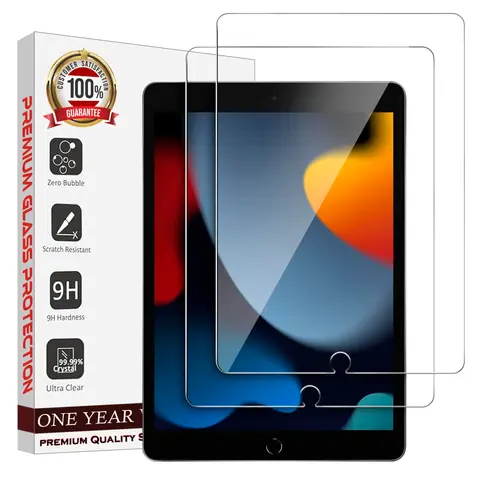 Entronix Screen Protector for iPad (9/8/7th Gen) 10.2" - 2-Piece Combo Clear Tempered Glass Screen Protector Computer Protection Tablet Durable Smooth