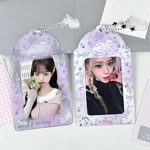 2pcs Purple Cat PVC Photocard Holder Kpop Idol Photo Card Storage Case Display Pendant