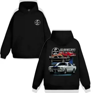 Shelby Mustang Hoodie, Classic American Muscle Car Pullover For Ford Fans, Retro GT350 & GT500 Graphic Sweatshirt For Auto Fans