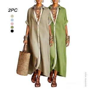 Boho Oversized Shirt Dress - Perfect for Beach, Vacation & Brunch! Contrast Trim Button Down Casual Loose Dress #   ShirtDress #   OversizedDress #   ButtonDownDress #   ContrastTrim #   SummerDress #   BohoFashion #   MidiDress #   DressesForWomen #   Ou