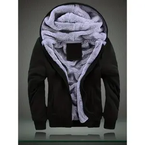 Men's Warm Wool Hooded Jacket Coat, Warm and Thick Zipper Hoodie in Autumn and Winter
