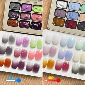 【live】Patting Gel 36--New Nail Art Products Jiugongge Autumn and Winter Thermostat Pap Gel can be used for gradient blush blending Gel with temperature change Firm and long-lasting for salon nail DIY women's holiday gifts Polish Manicure Cutics
