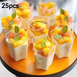 Star Shaped Clear Transparent Dessert Cup, 25pcs Disposable Mousse Cup, Jelly Cup, Appetizer Cup, Party Dessert Cup for Wedding Birthday Party, Bakeware