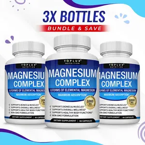 Complex 8 Essential Magnesium Supplement 3 Pack Bundle 90 Capsules Each for Bone Muscle Health Maximum Absorption magnesium complex wellness capsule