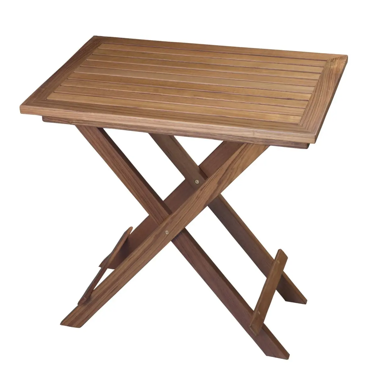 HomeRoots 479055 Folding Brown Teak Solid Wood Collapsible Rectangular Side Table - Indoor/Outdoor, Weatherproof, Compact, Modern Tables with Clean Lines, 30.5" H x 27.5" W x 20" D, 18 lbs