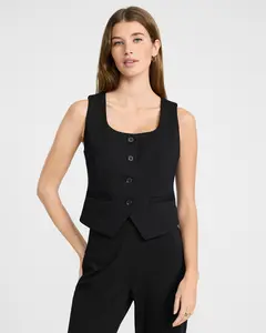 Express Signature Ponte Button Front Blazer Vest