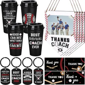 Ceenna 4 Set Baseball Coach Appreciation Gifts Include Coffee cups Wooden picture Frames Keychains Greeting Cards for Baseball Coaches Players Lovers Team Instructor Graduation party favors