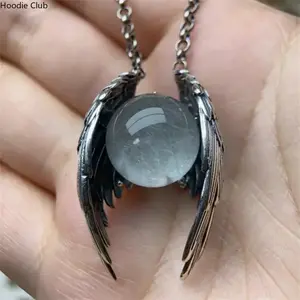 Ghost Wings Crystal Retro Necklace, European & American Fashion Vintage Pendant, Unique Personality Distressed Design for Women LED Drawing Message Board RGB Music Syncing Ceiling Cloud Light Anime Sword Building Set lcd car power inverter d Outdoor Decor