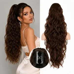 NOKOARI Claw Clip Ponytail Extension 28" Long Curly Wavy Hair Extension for Women, Fluffy Natural Looking Synthetic Clip-In Hairpiece