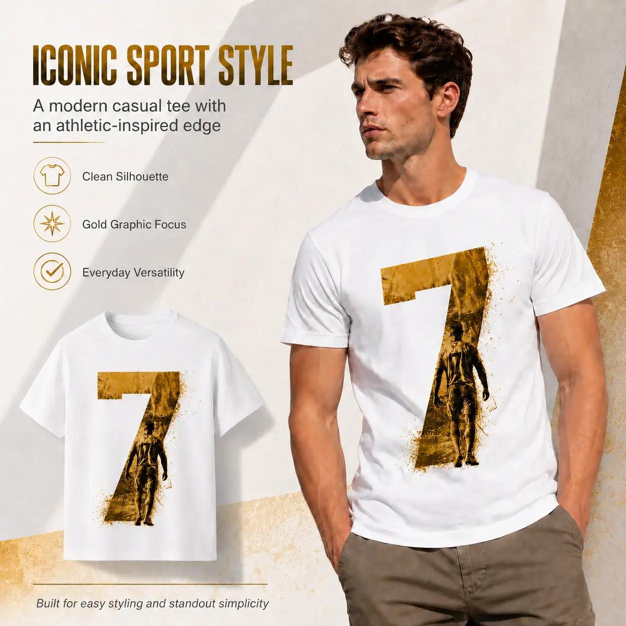 Number 7 Graphic T-Shirt, Unisex Short-Sleeve Crew Neck Sports Fan Commemorative Tee for Game Day and Everyday Wear Menswear Top Man Streetwear Tshirt Tropical Casual Crewneck