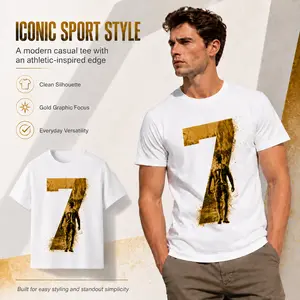 Number 7 Graphic T-Shirt, Unisex Short-Sleeve Crew Neck Sports Fan Commemorative Tee for Game Day and Everyday Wear Menswear Top Man Streetwear Tshirt Tropical Casual Crewneck