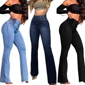 2025 High-Waisted Stretch Flared Jeans – Slim Fit, Elastic Waistband, Butt-Lifting Design tummy  control  jeans