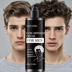 Men's Hair Curl Management Cream Haircare 300ML, Rich Natural Oils, Deep Nourishment, Moisturizing, Refreshing No Residue, All Hair Types