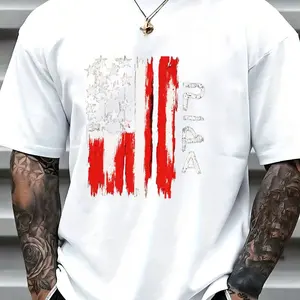 Distressed American Flag Graphic Tee - Vintage Grunge Style Short Sleeve Cotton T-Shirt, Super Soft Breathable Casual Top for Men Women, Perfect Summer Streetwear Gift