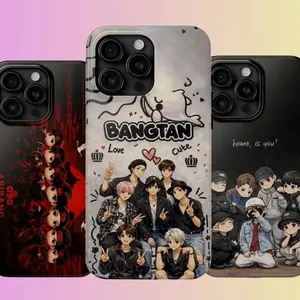 Kawaii Boy Band Phone Case – Cute Cartoon Kpop Inspired Aesthetic Cover Compatible with iPhone Samsung