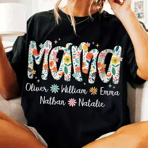Bundle Boho Floral Mama Png, Grandma Mama Mimi Gigi Nana Mom Png, Custom Name Kids Png, Mother’s Day Png, Preppy Mama Png Mom Gifts
