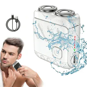 Mini Portable Shaver, Beard Shavers Portable Suitcase Design Razor, Mini Portable Electric Shaver for Men Waterproof, Fast Charging Long Battery Life Double-Ring Magnetic Cutter for Travel