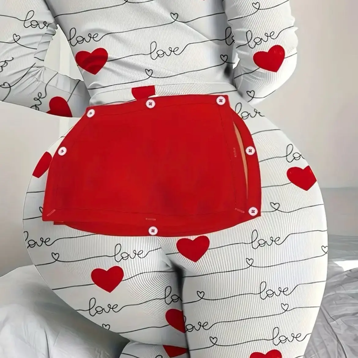 Women's Functional Buttoned Flap Sleep Onesie - Womenswear - Overalls Loungewear Pajama