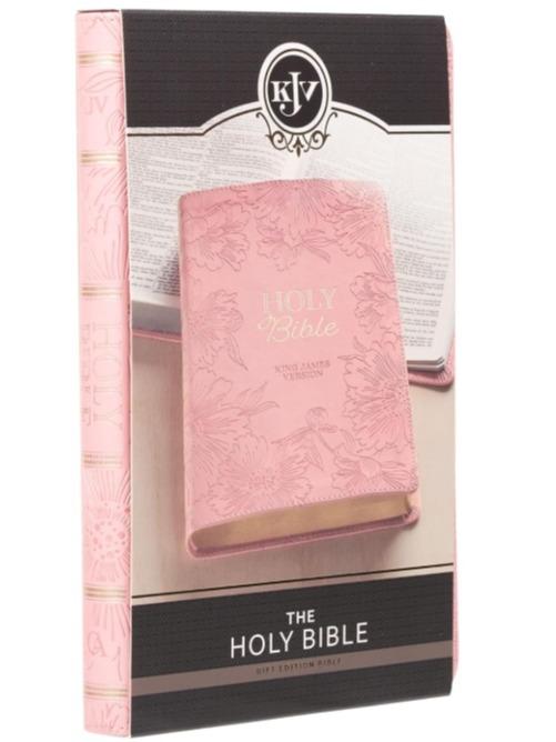 KJV Holy Bible, Gift Edition King James Version Faux Leather Cover in Blossom Pink Floral for Christmas Gift