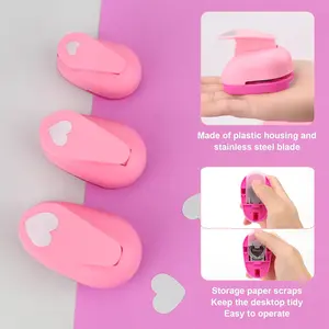 1 Set of 3 Paper Art Shape Puncher Hole Puncher Embossing Puncher 5/16", 5/8", 1"  Heart Cutter Circular Paper Cutter, Scrapbook Paper Card Greeting Card Heart Cutting Puncher